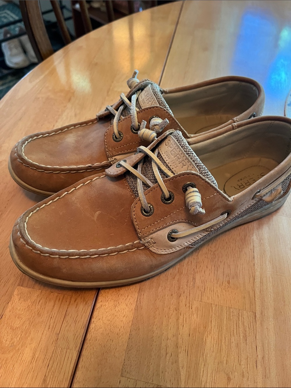 Sperry Women’s Tan Suede & Beige Leather Boat Shoes
